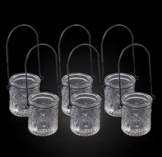 Set Of 6 Glass Candle Holders