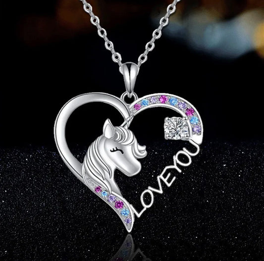 925 Sterling Silver Plated Unicorn Necklace