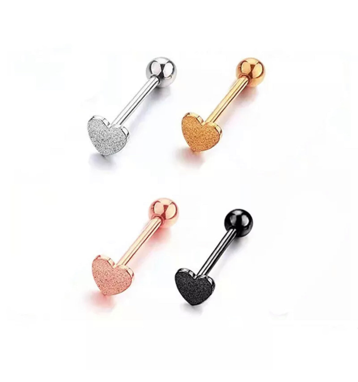 Surgical Steel Heart Tongue Bars