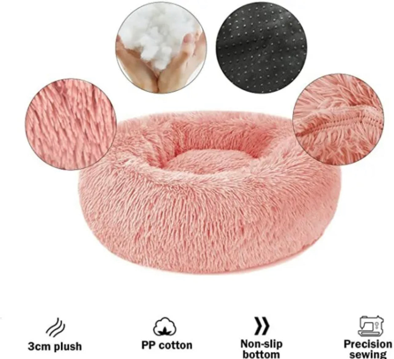 Fluffy soft calming donut pet bed