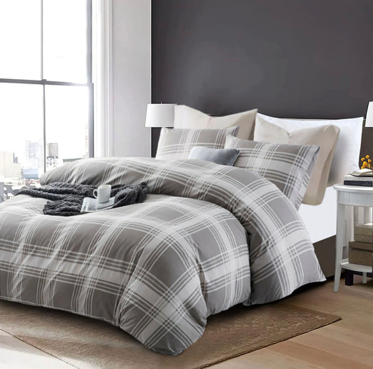 Grey Checked Bedding Set