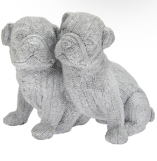 Silver Diamanté Twin Pugs