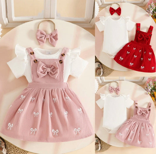Bow Dress & Bodysuit With Headband