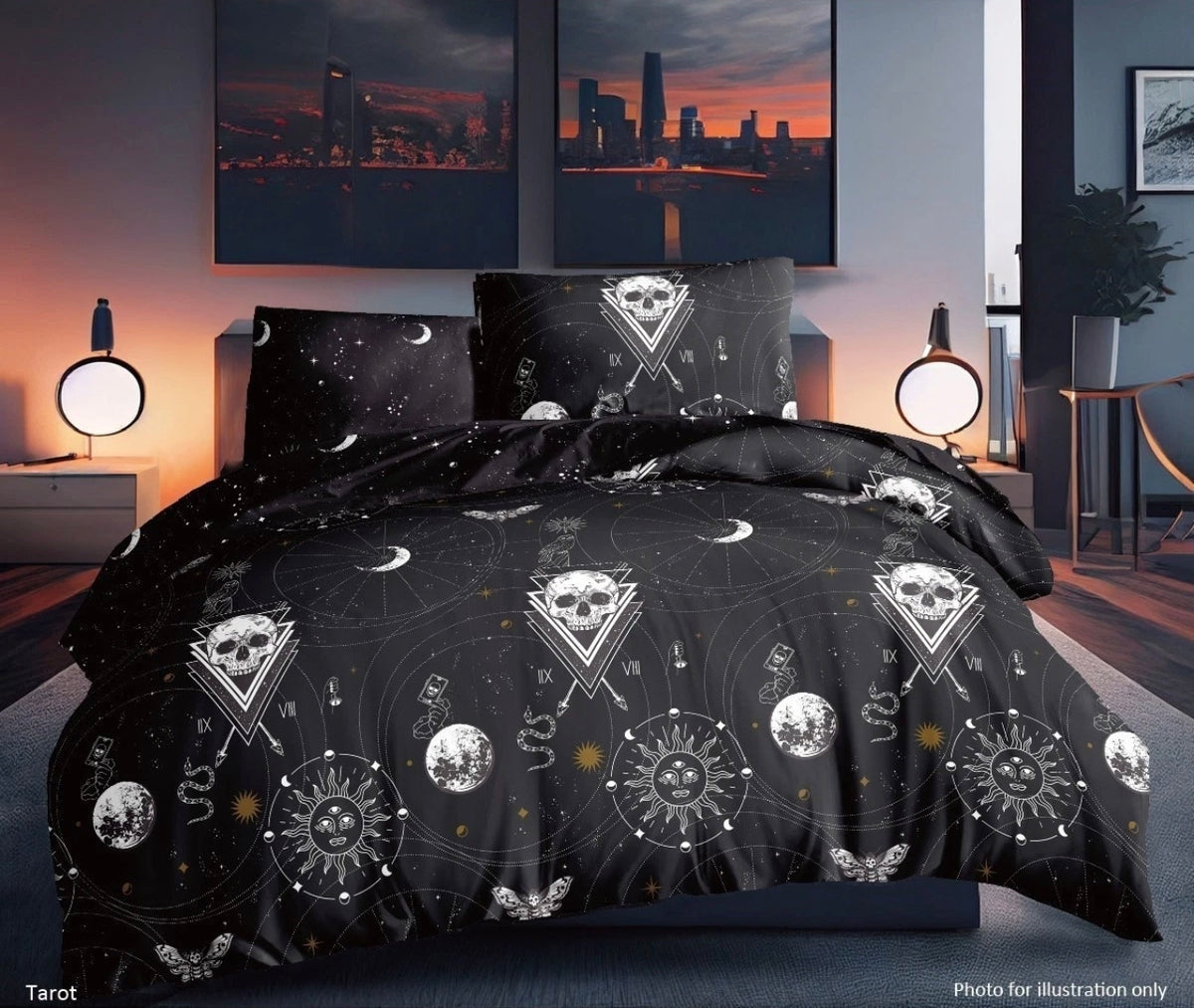 Black Tarot Reversible Duvet Set