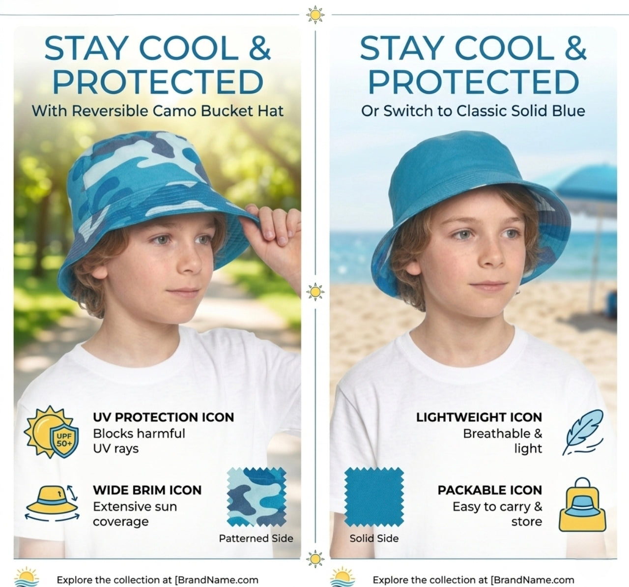 Various Children's Reversible Bucket Hats