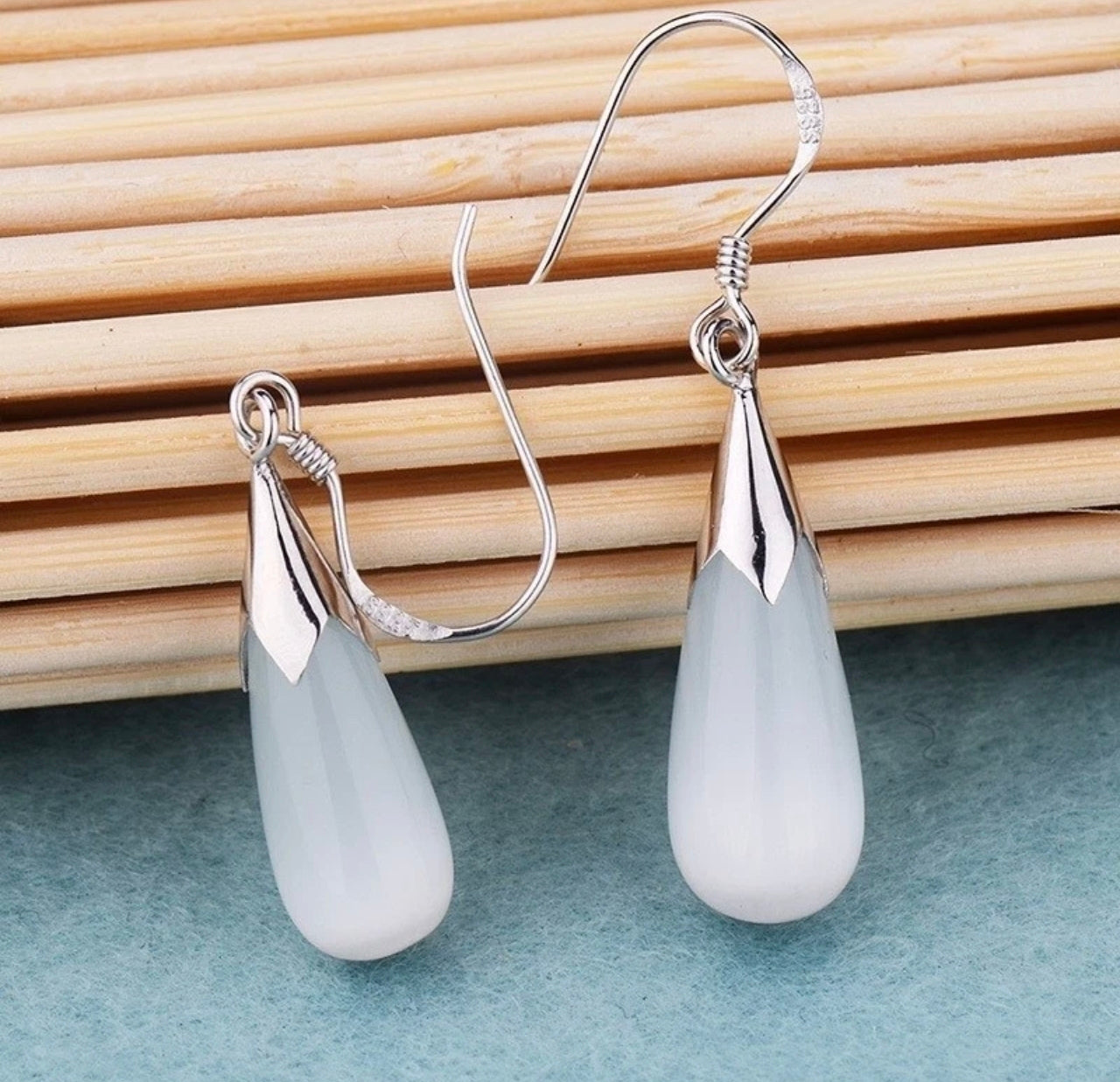 Moonstone Dangle Hook Earrings