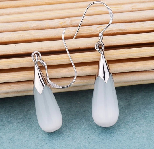 Moonstone Dangle Hook Earrings