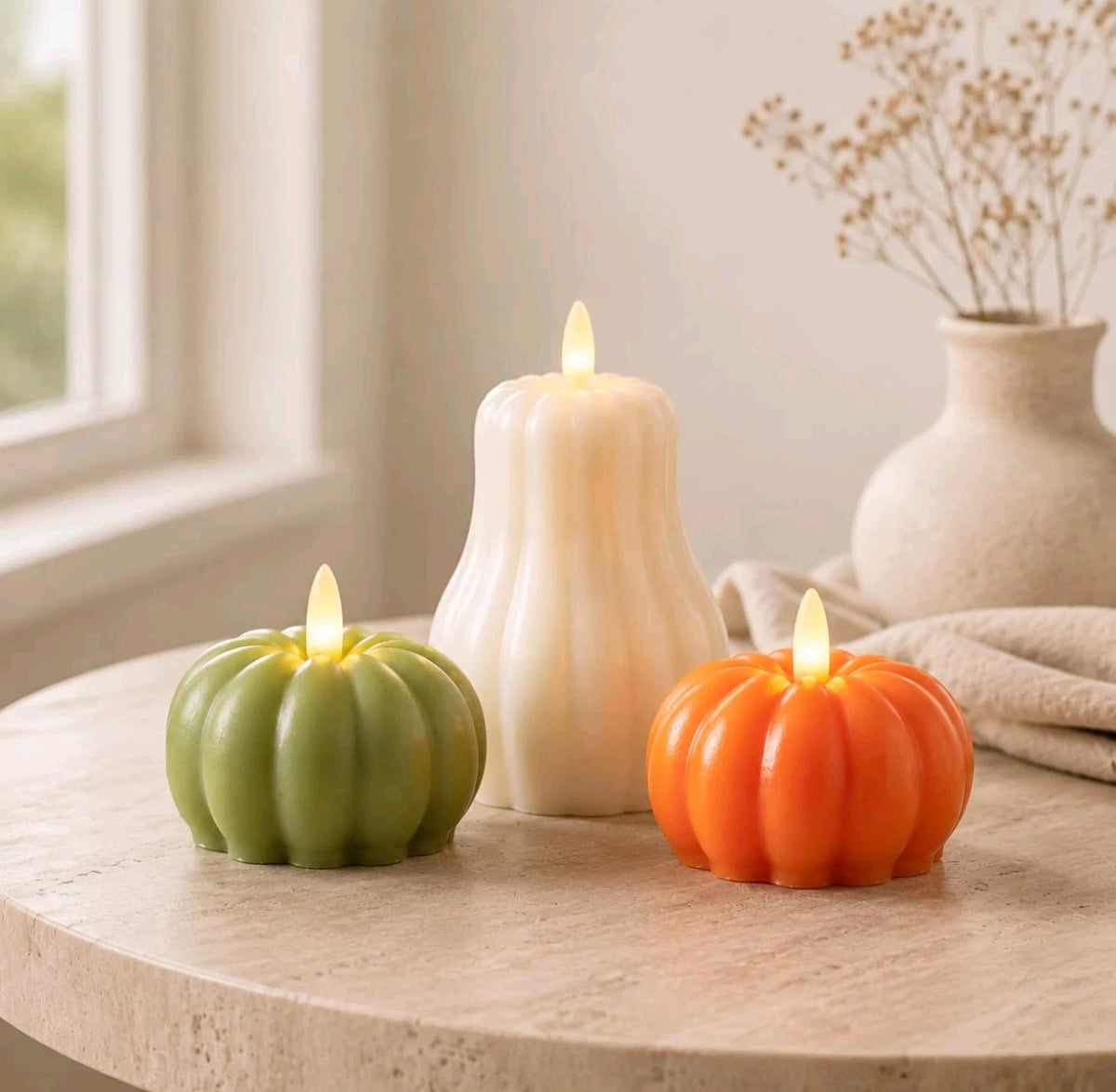 3pc Flameless LED Wax Pumpkin Candles