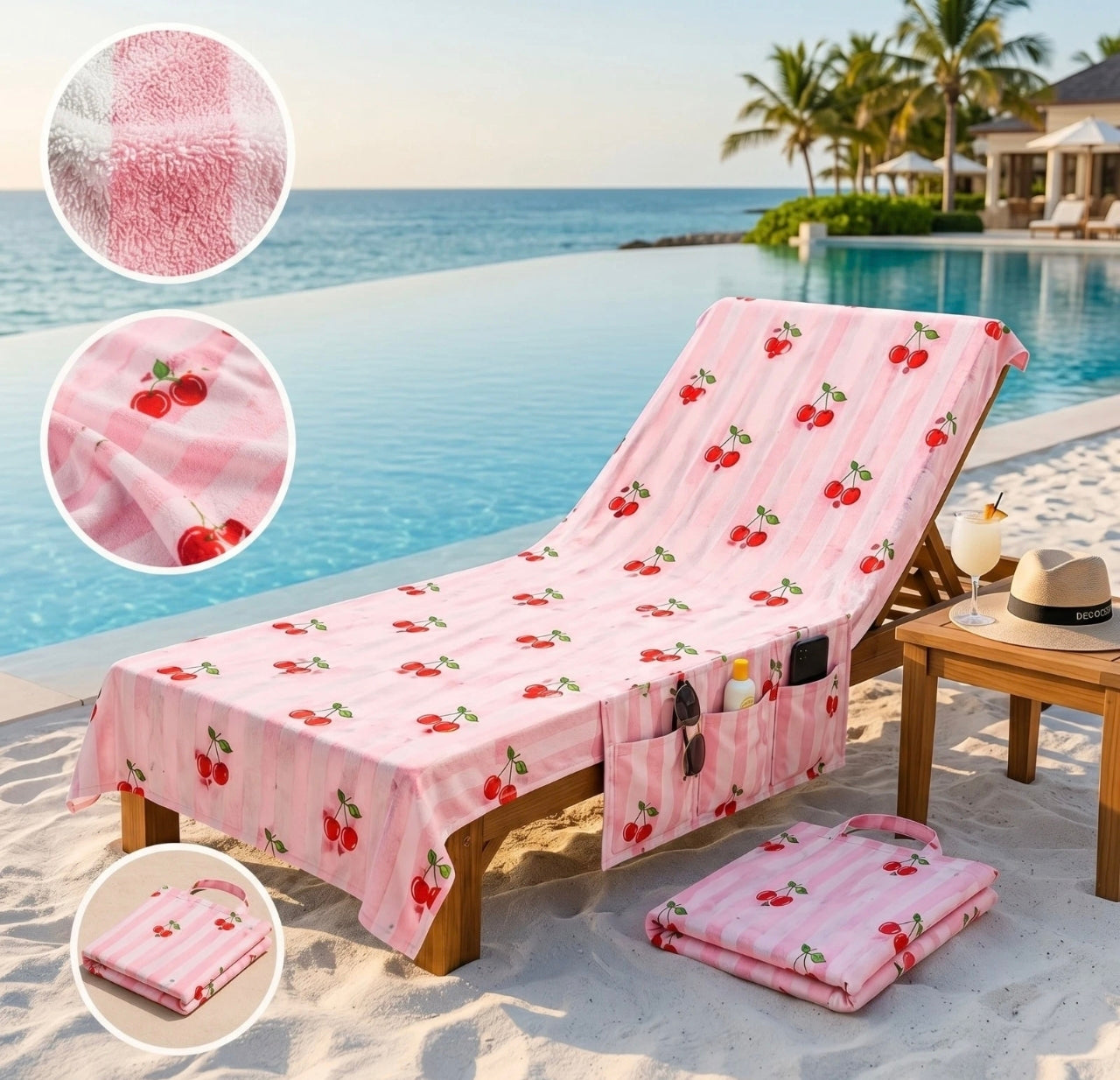 Sun Lounger Beach Towel With Pockets