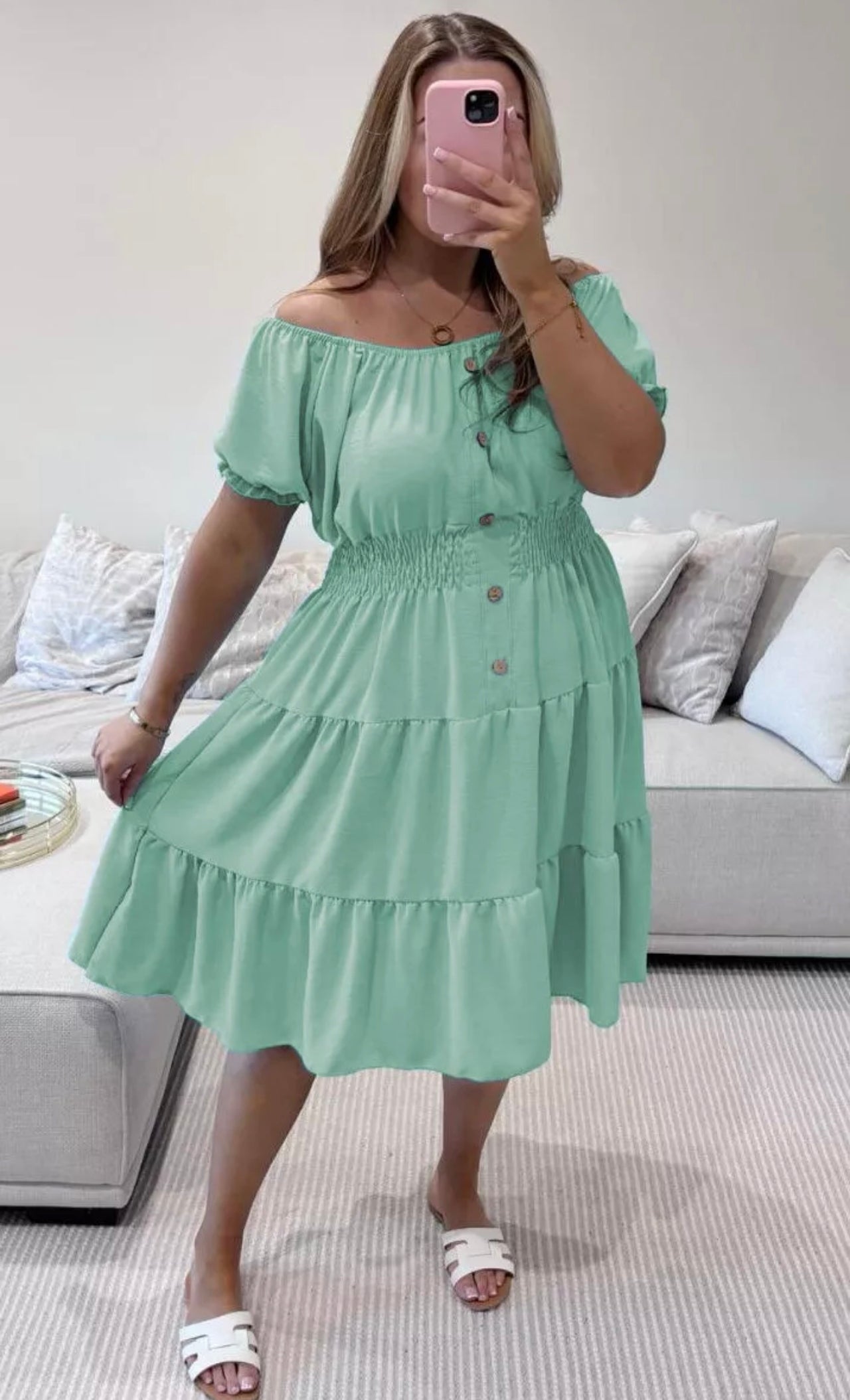 Bardot Off Shoulder Midi Dress One Size (12-24)