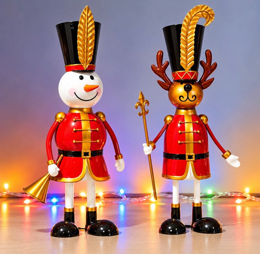 20cm Metal Snowman/Reindeer Nutcracker Decorations