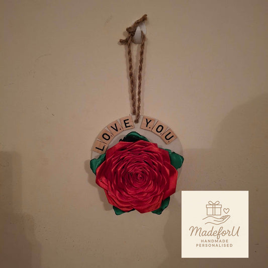 Hanging Rose I love You Plaque