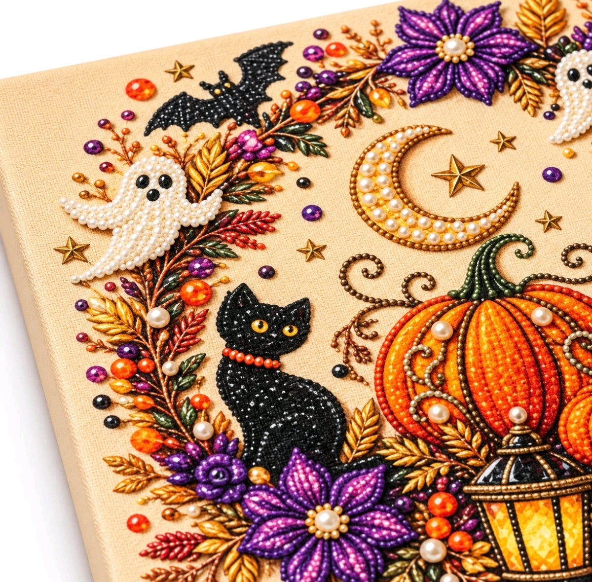 Black Cats & Ghosts Pearl Beaded Diamond Art Kit