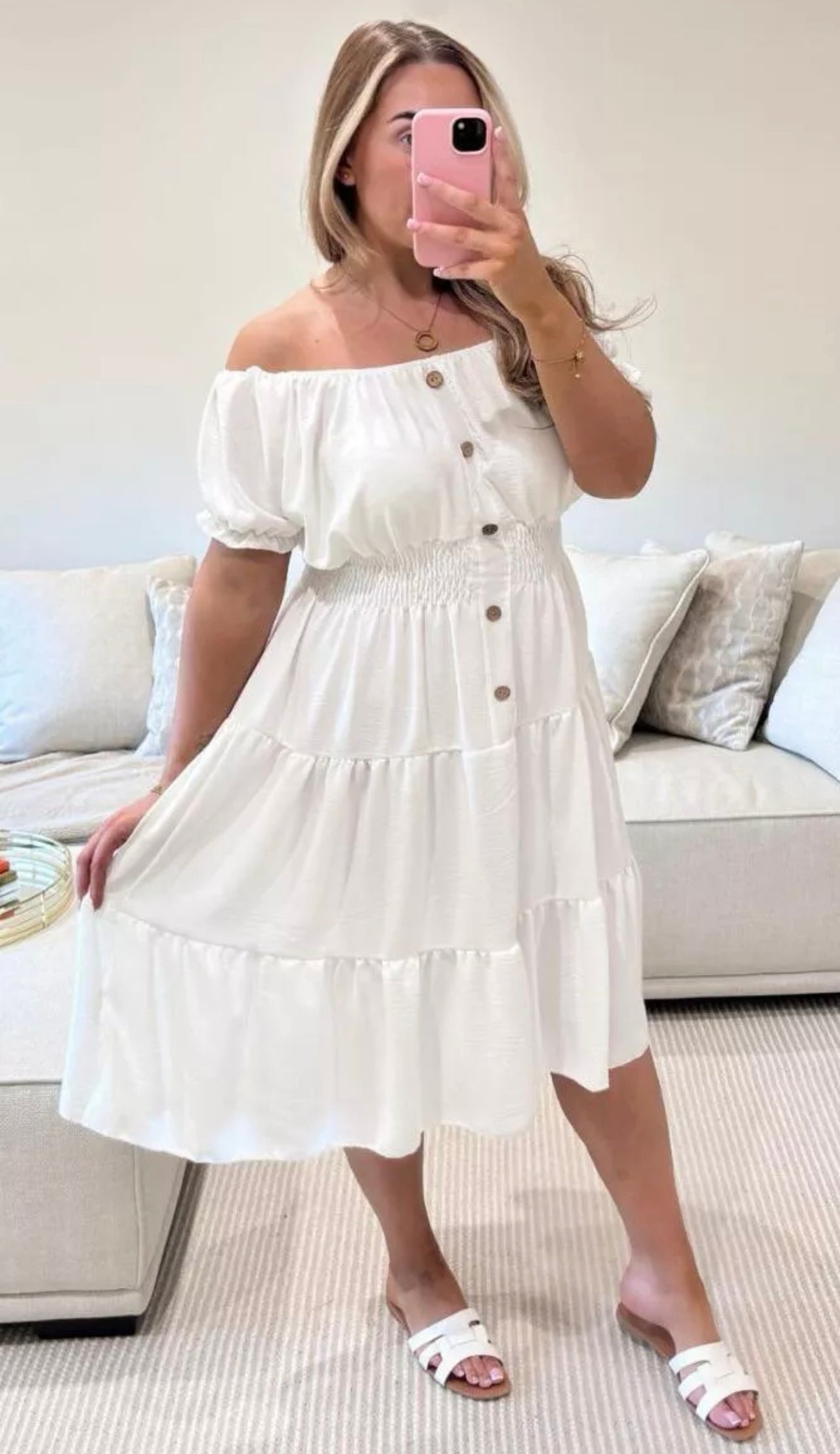Bardot Off Shoulder Midi Dress One Size (12-24)