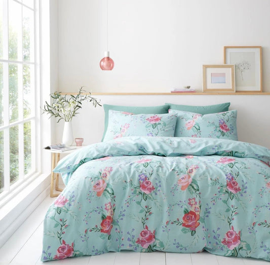 Duck Egg Rose Duvet Set