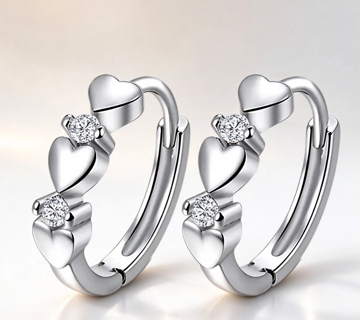 Solid Heart Huggie Hoop Earrings