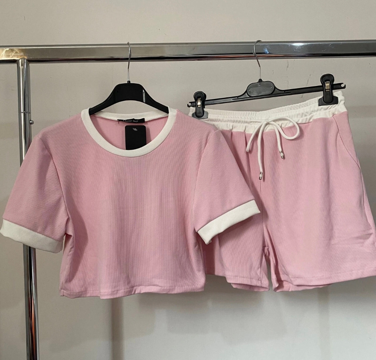 2pc Ribbed Contrast Summer Set