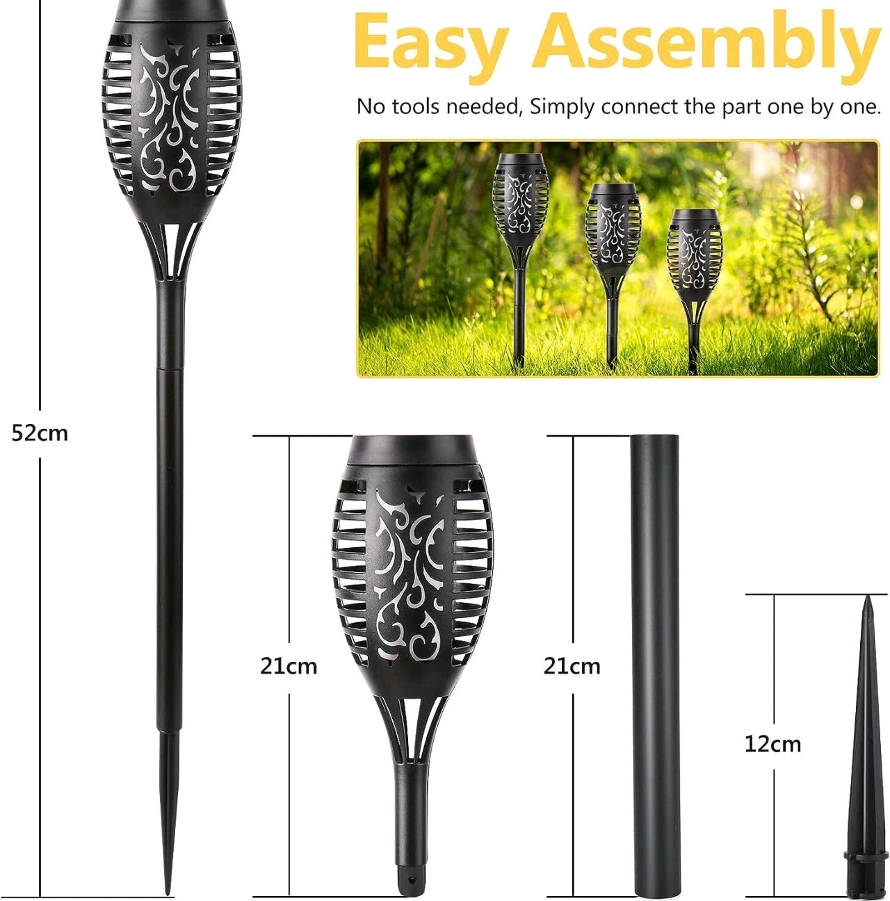 8x Flickering Flame Effect Garden Stake