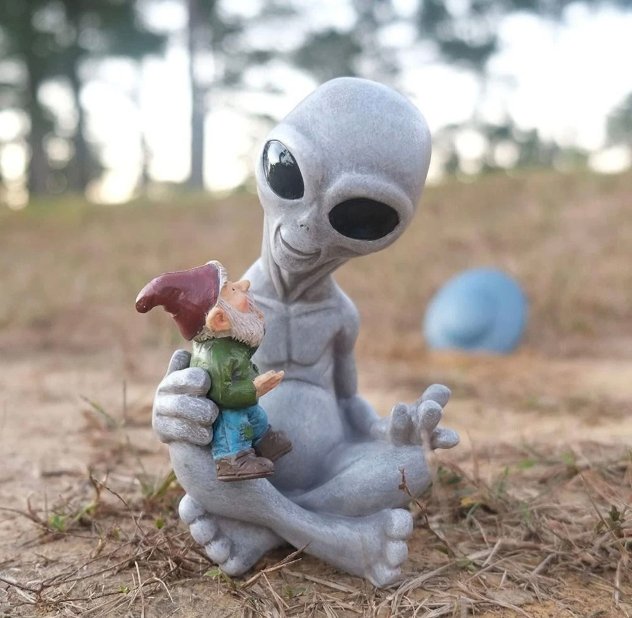 Eek Aliens Have Landed Garden Gnome