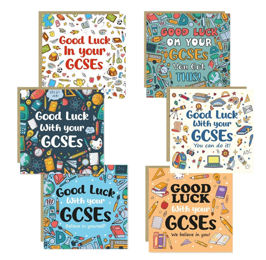 Set Of 6 GCSE Good Luck Cards