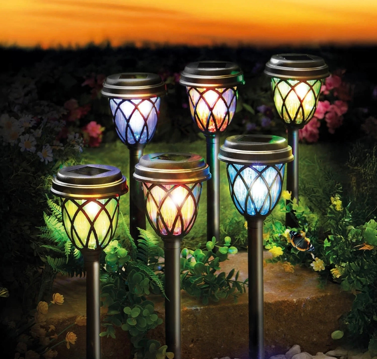 6pc Rainbow Glow Stake Lights