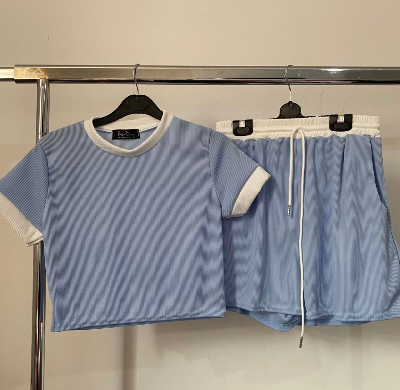 2pc Ribbed Contrast Summer Set