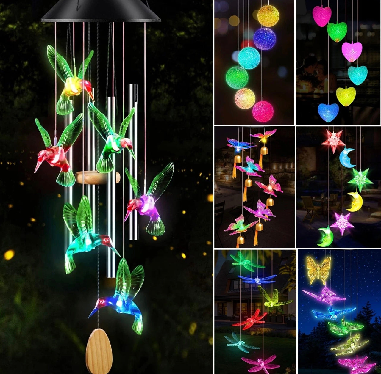 Solar Powered LED Wind Chimes