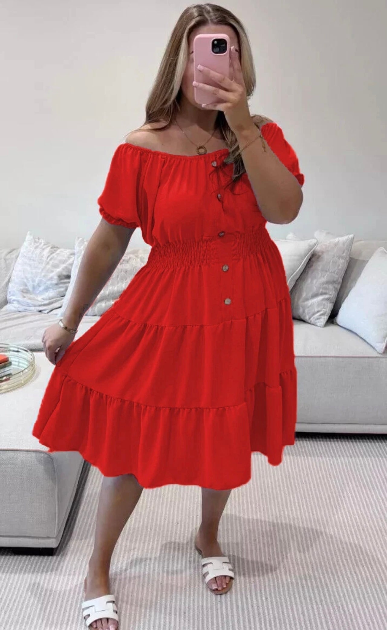 Bardot Off Shoulder Midi Dress One Size (12-24)