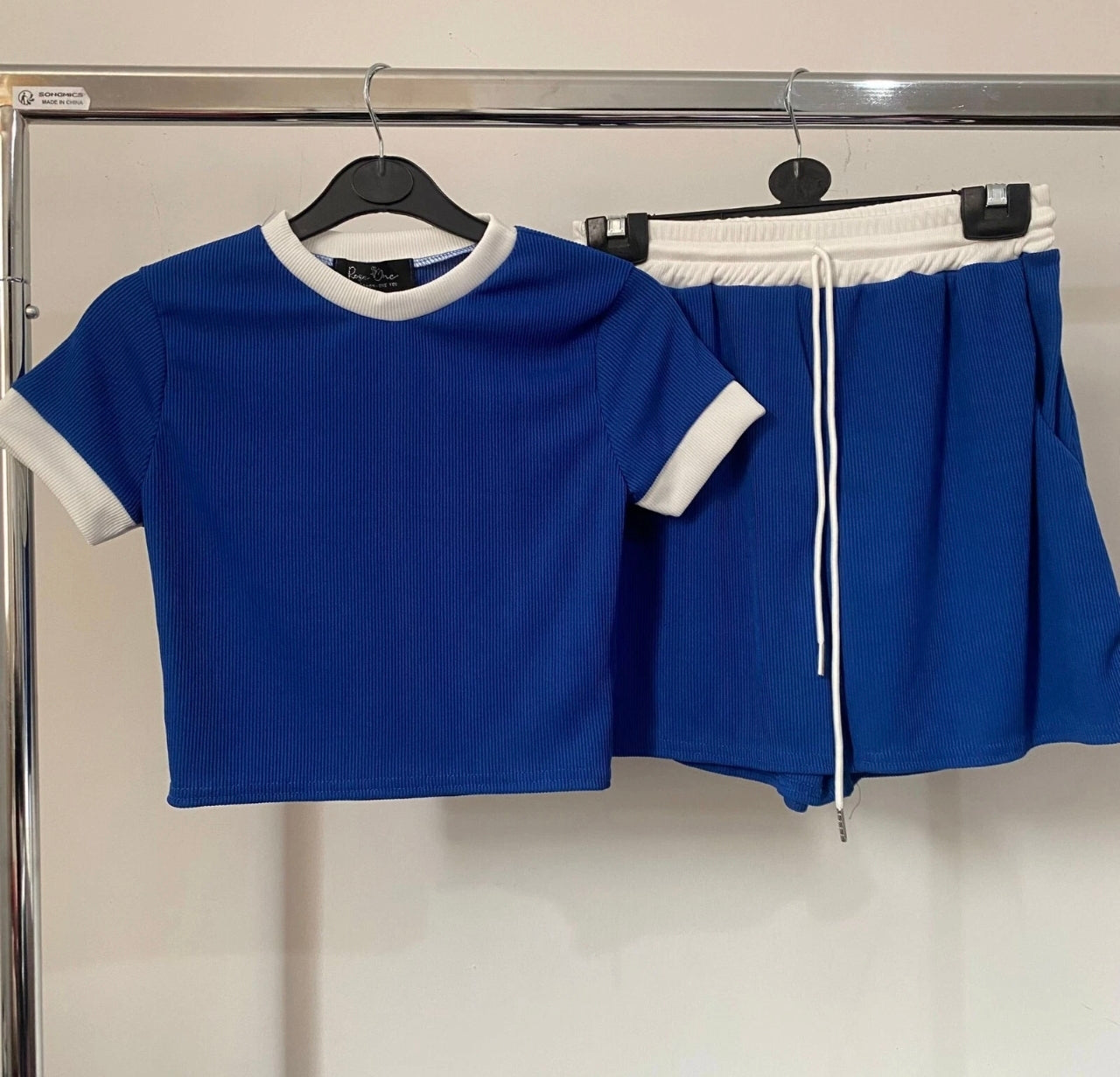 2pc Ribbed Contrast Summer Set