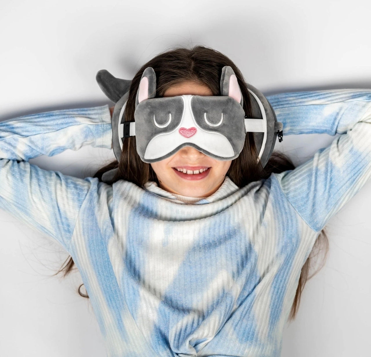 2-in-1 Novelty Travel Pillow / Eye Mask Bull Dog