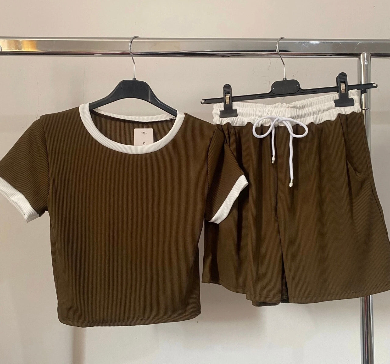 2pc Ribbed Contrast Summer Set
