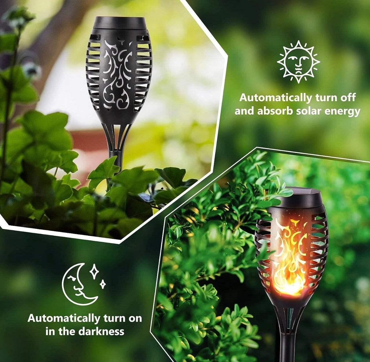 8x Flickering Flame Effect Garden Stake