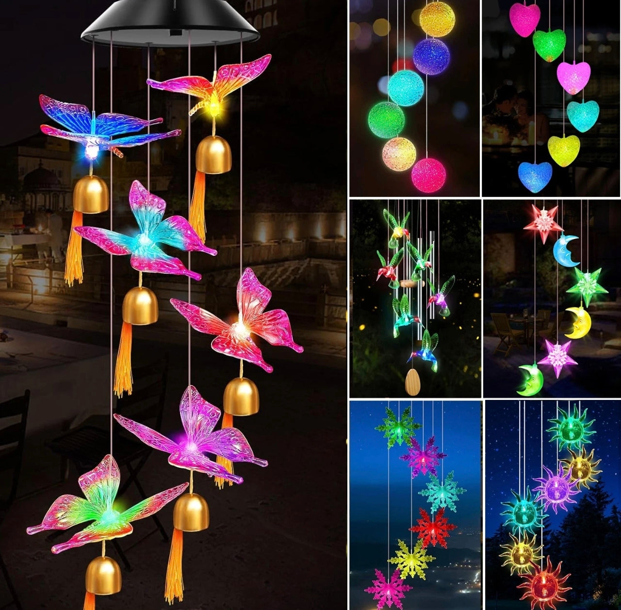 Solar Powered LED Wind Chimes