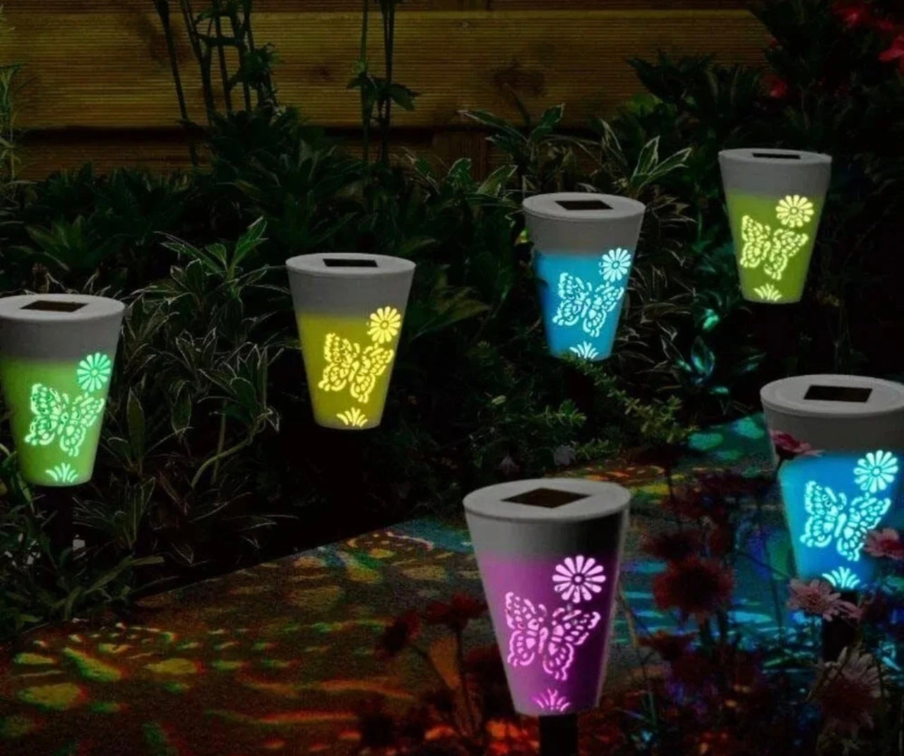 6pc Butterfly Silhouette Stake Lights