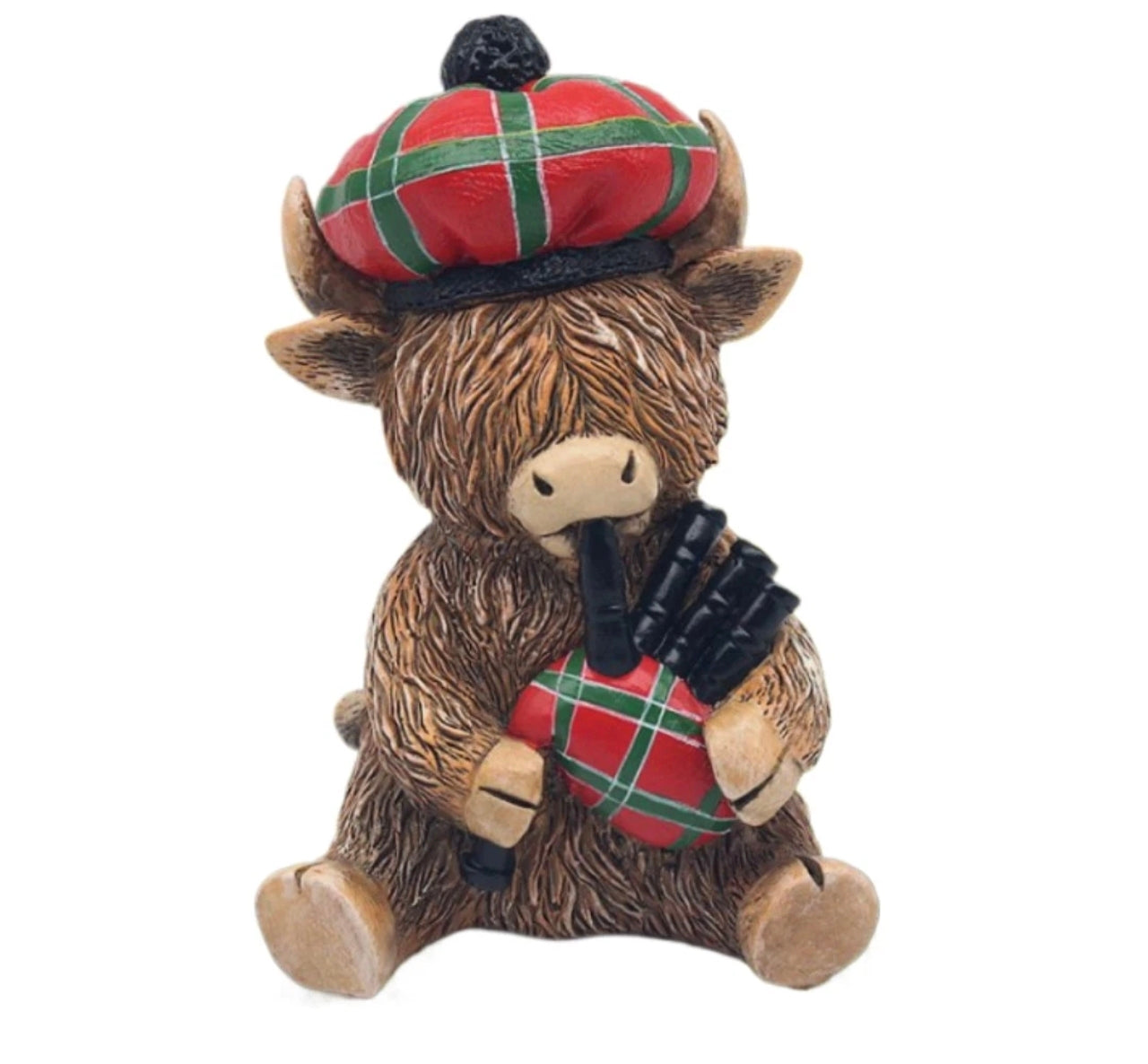 Bagpipe Highland Cow Figurine