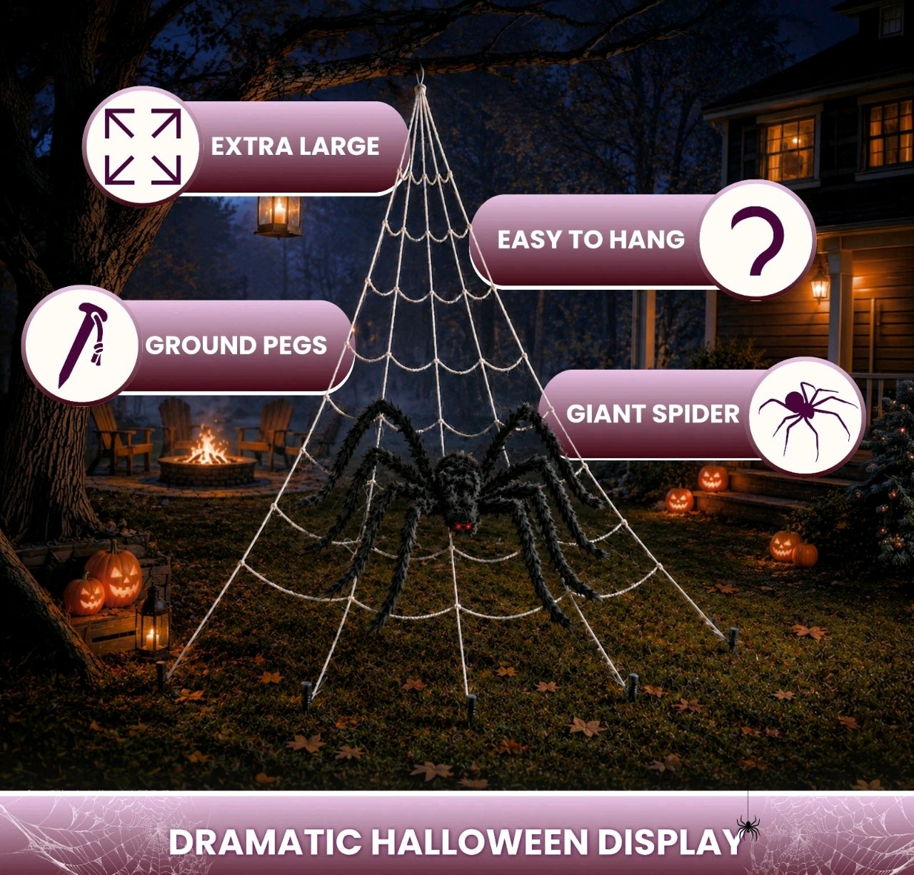 Giant Spider Web & Fuzzy Spider