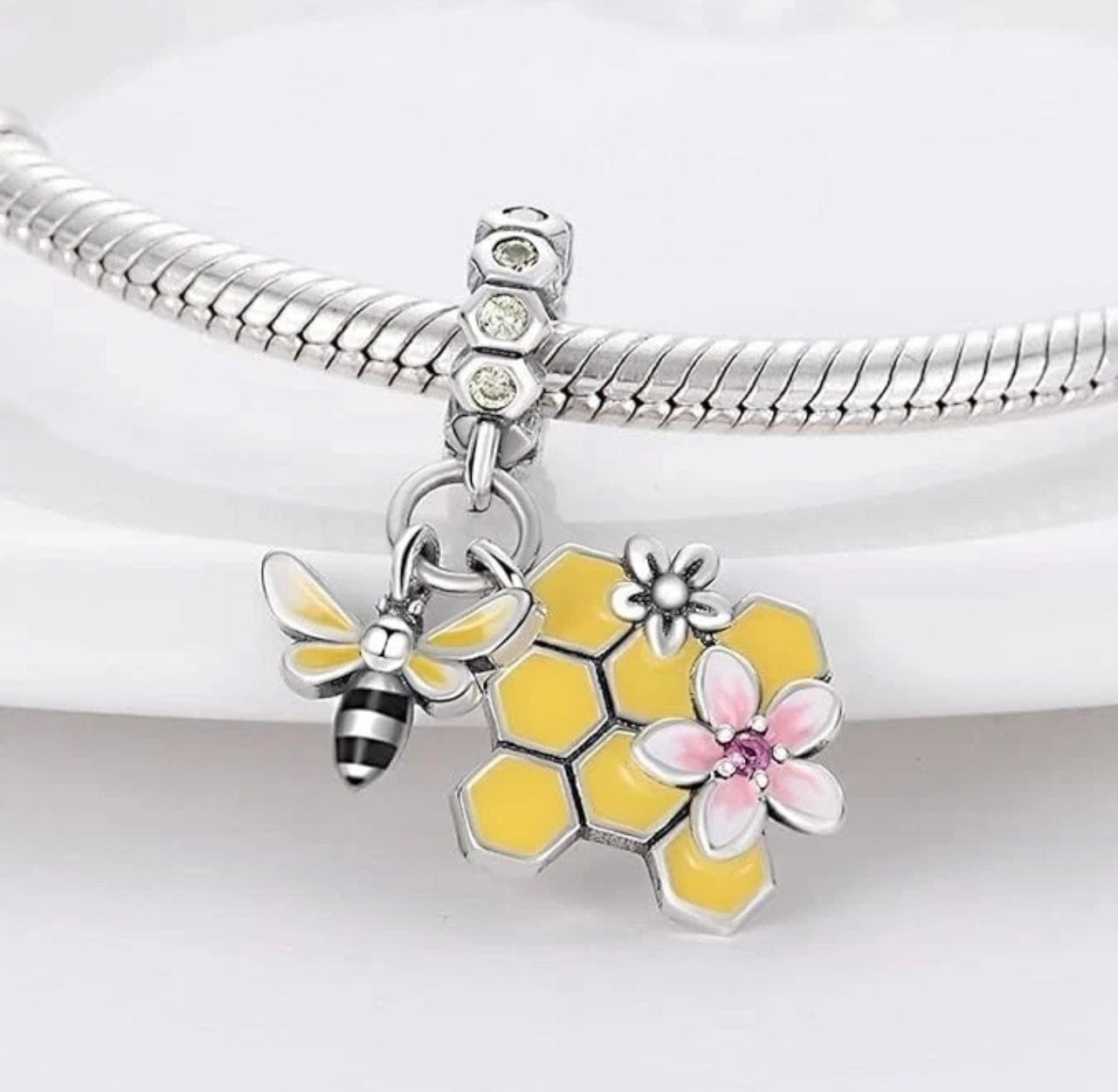 Honeycomb & Honey Bee Bracelet Charm