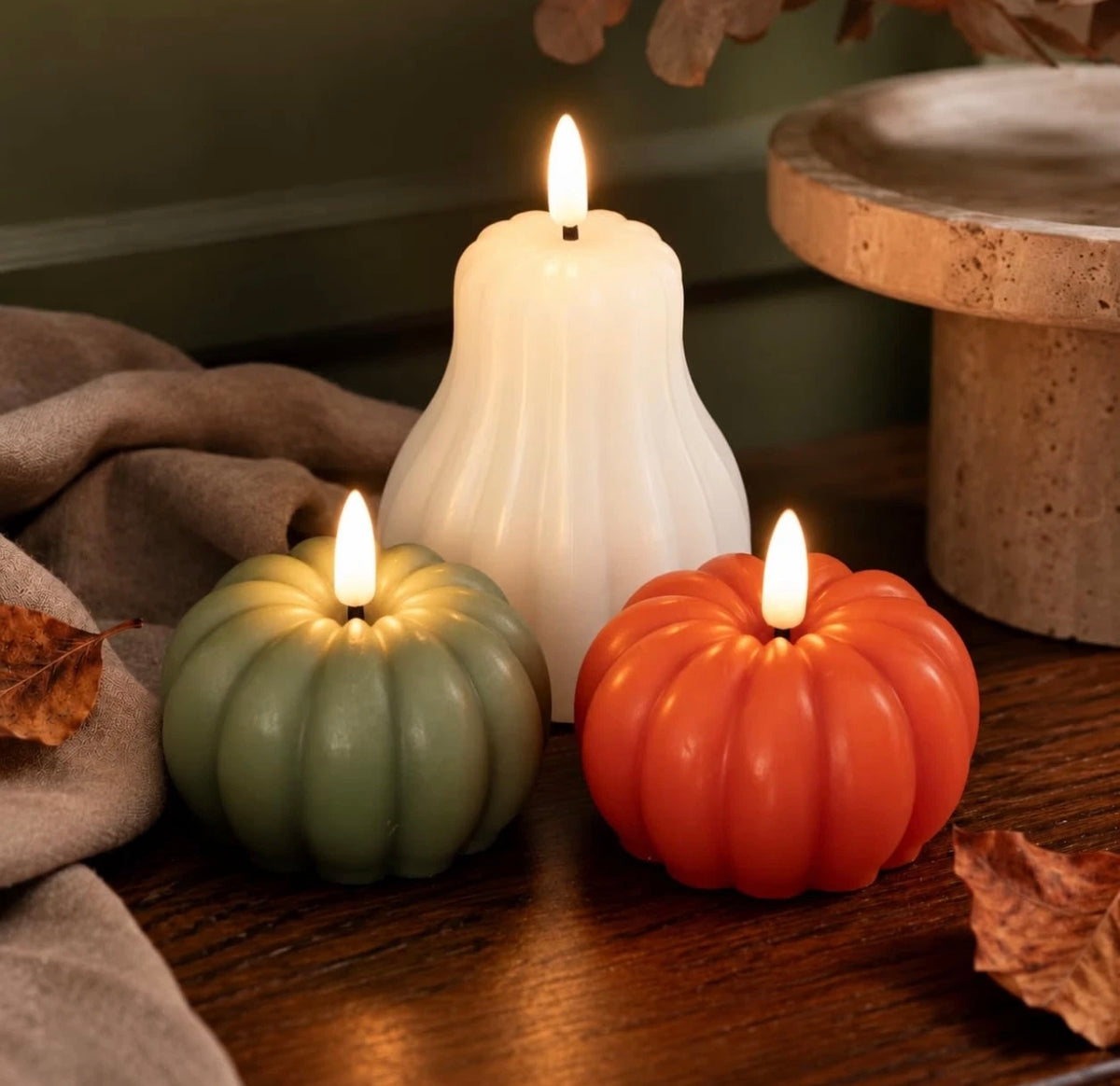 3pc Flameless LED Wax Pumpkin Candles