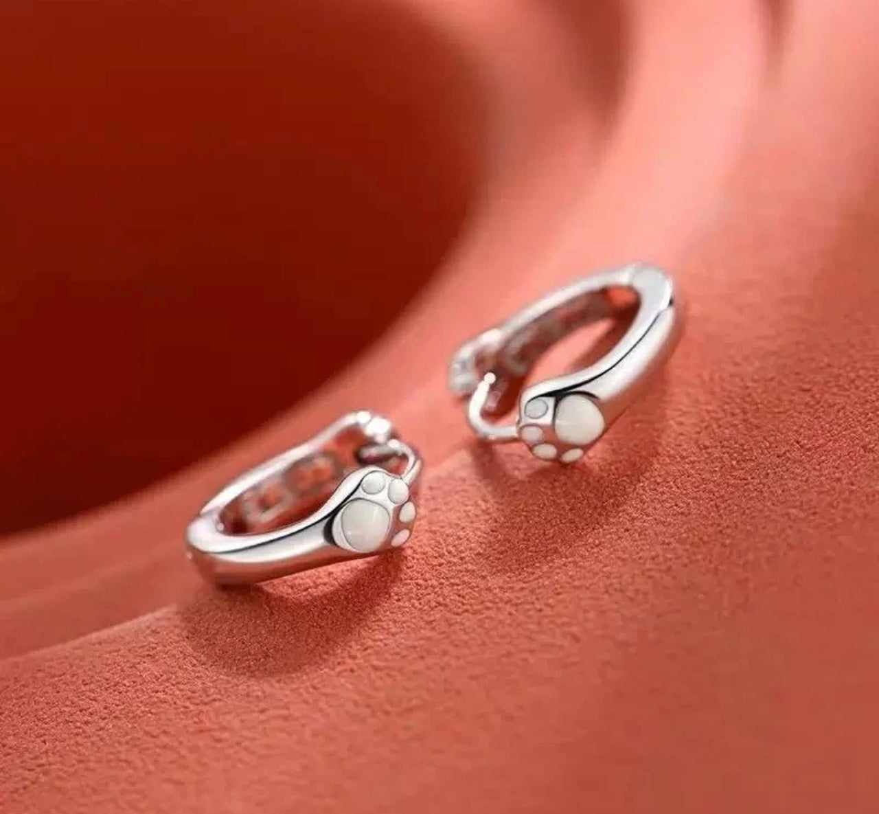 Paw Print Huggie Hoops