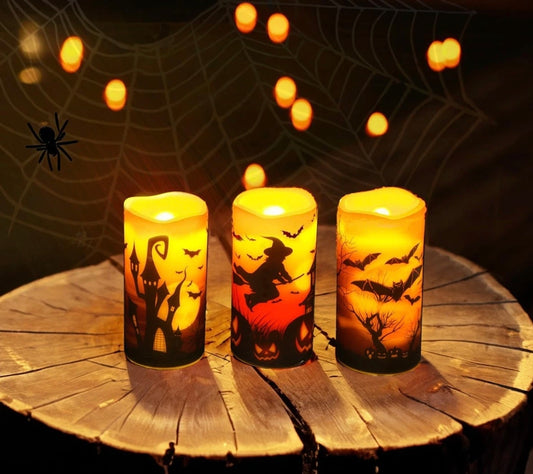 3pc Flameless Flickering Halloween Candles