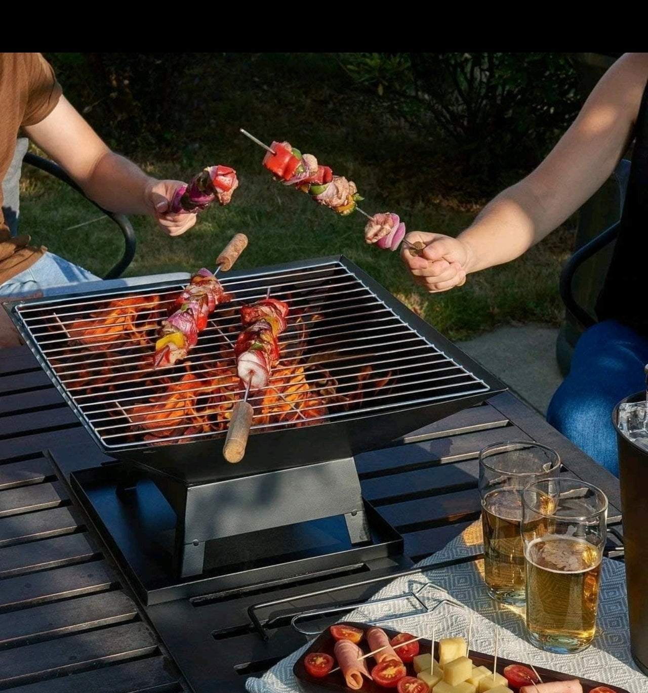Square Fire Pit BBQ Grill