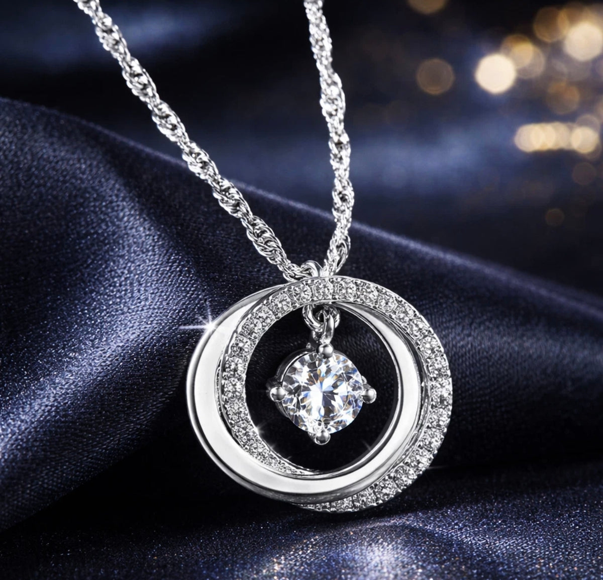 Interlocking Double Circle Necklace