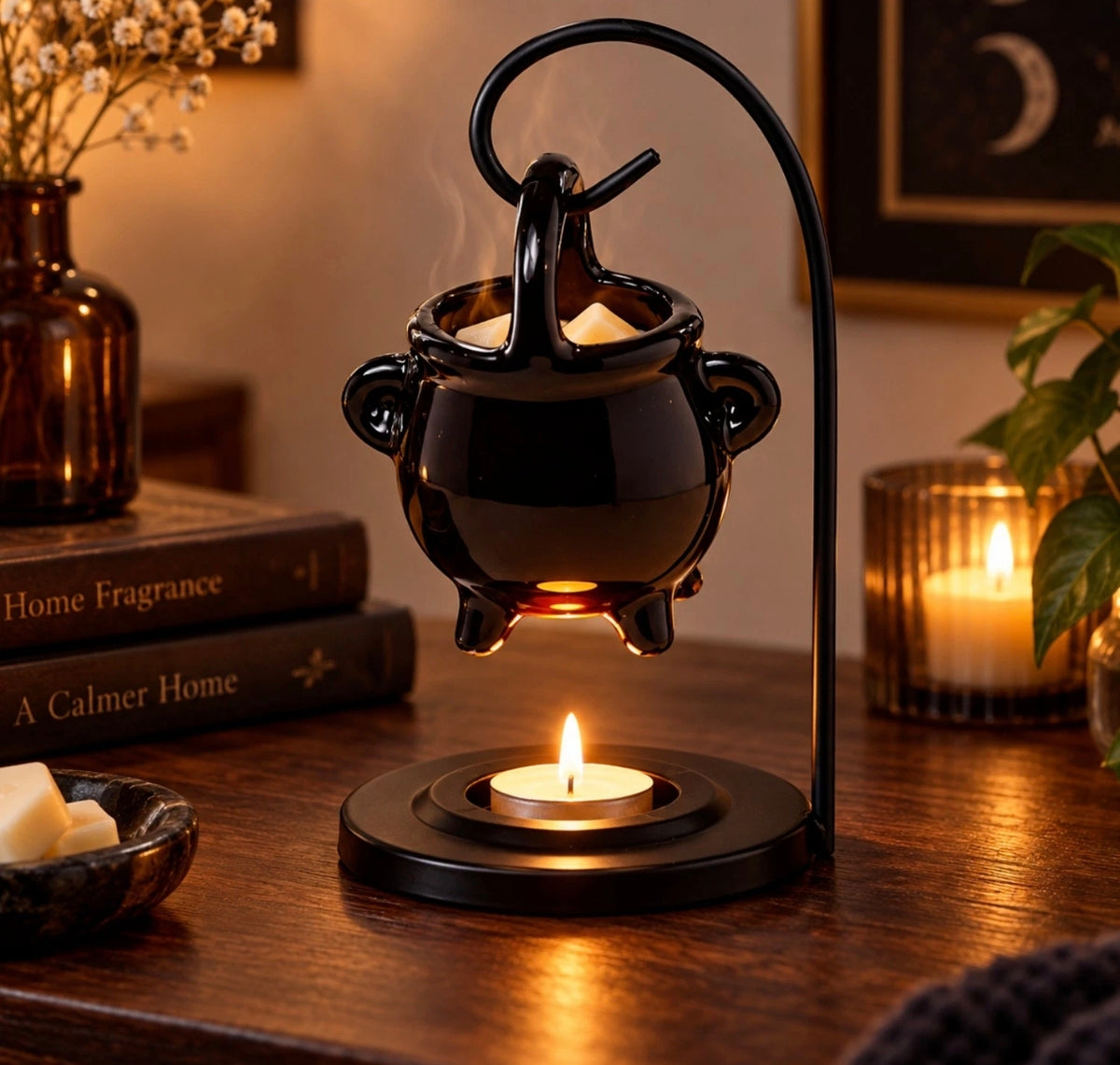 Hanging Black Cauldron Oil Burner
