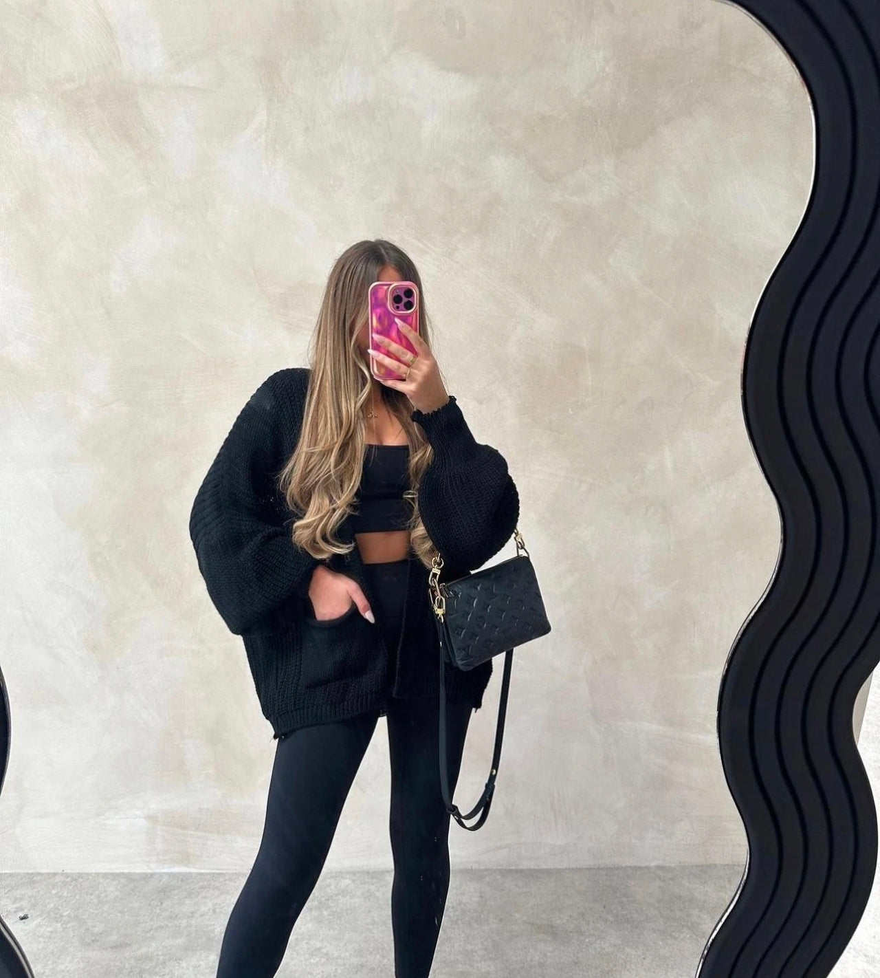 Short Oversized Balloon Sleeved Chunky Cardigan