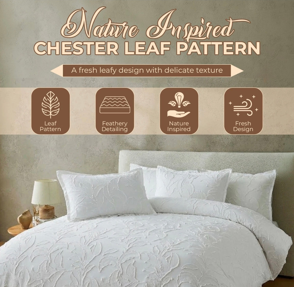 Stylish Tufted Leaf Design Duvet Sets