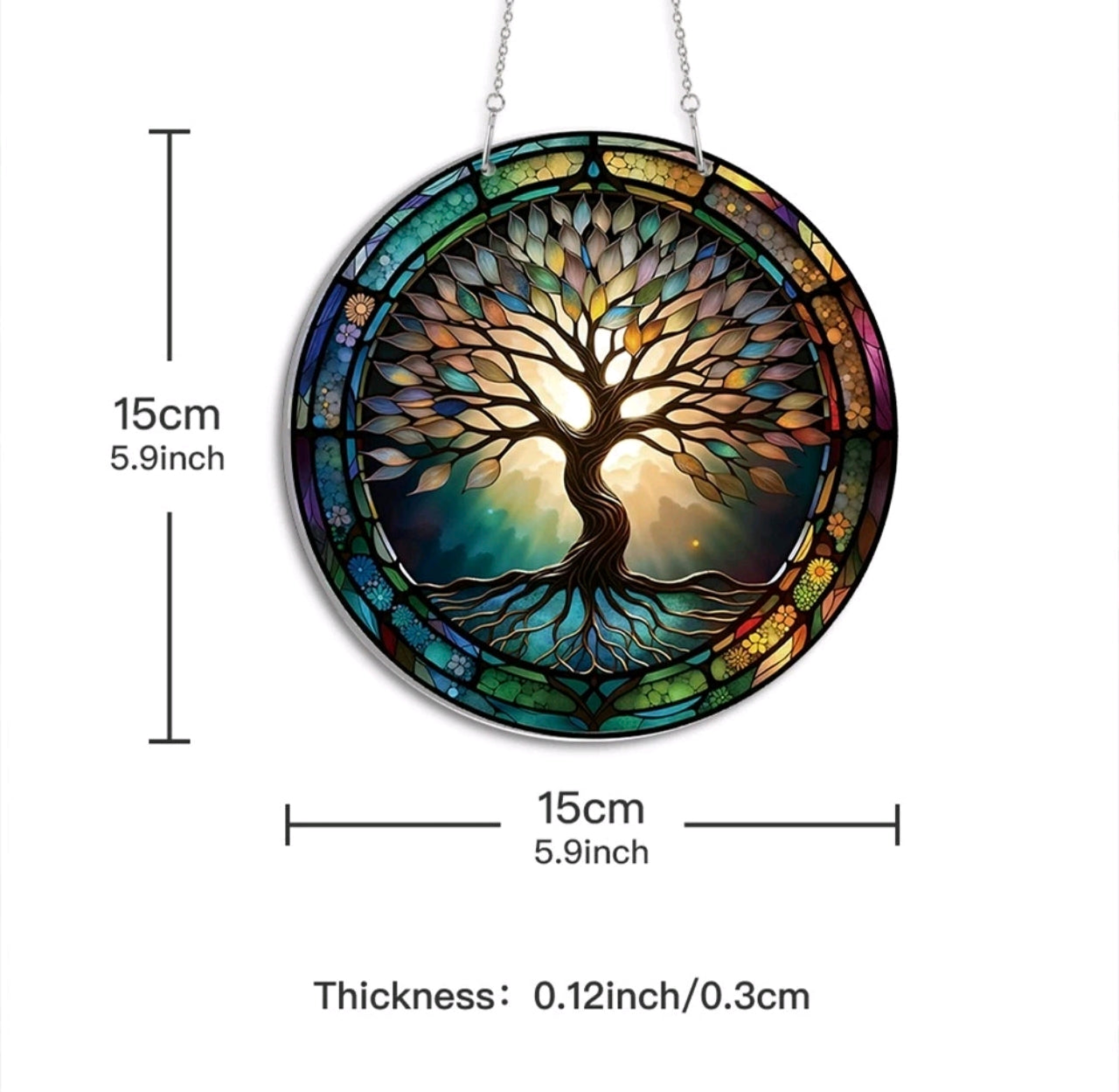 Beautiful Tree Of Life Stained Glass Sun Catcher