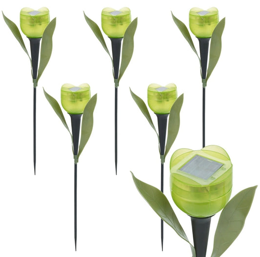 6pc Green Tulip Stake Lights