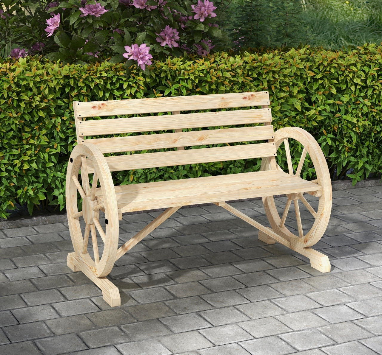 2 Seater Wagon Wheel Garden Bench