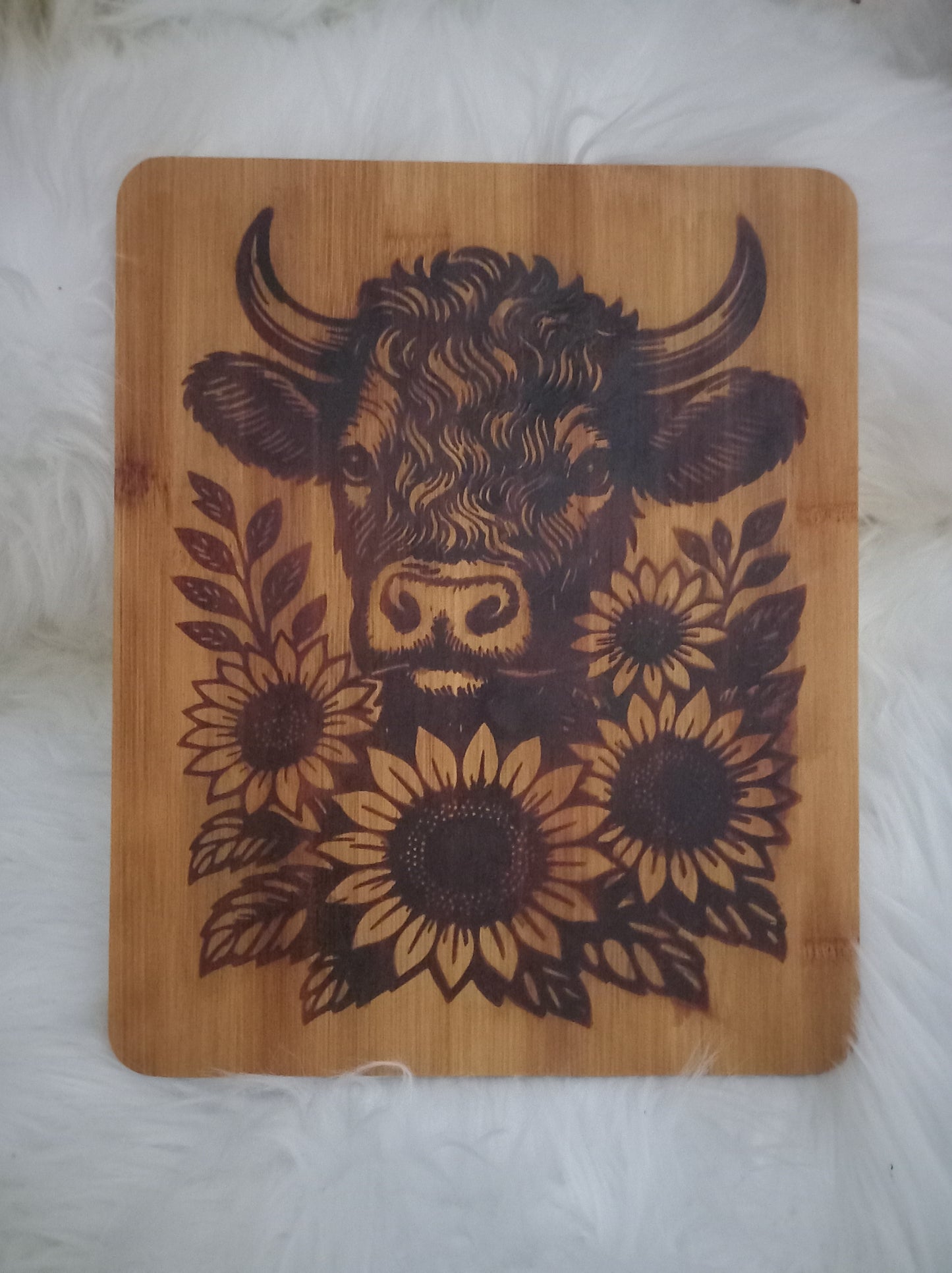 Handmade Highland Cow Printed Chopping Board