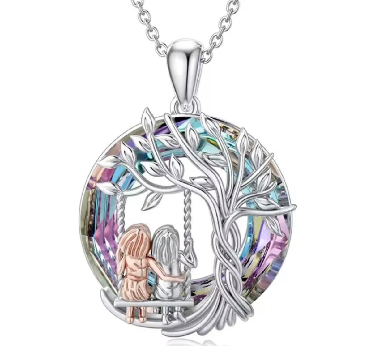 Tree Of Life With Girls On Swing  Necklace